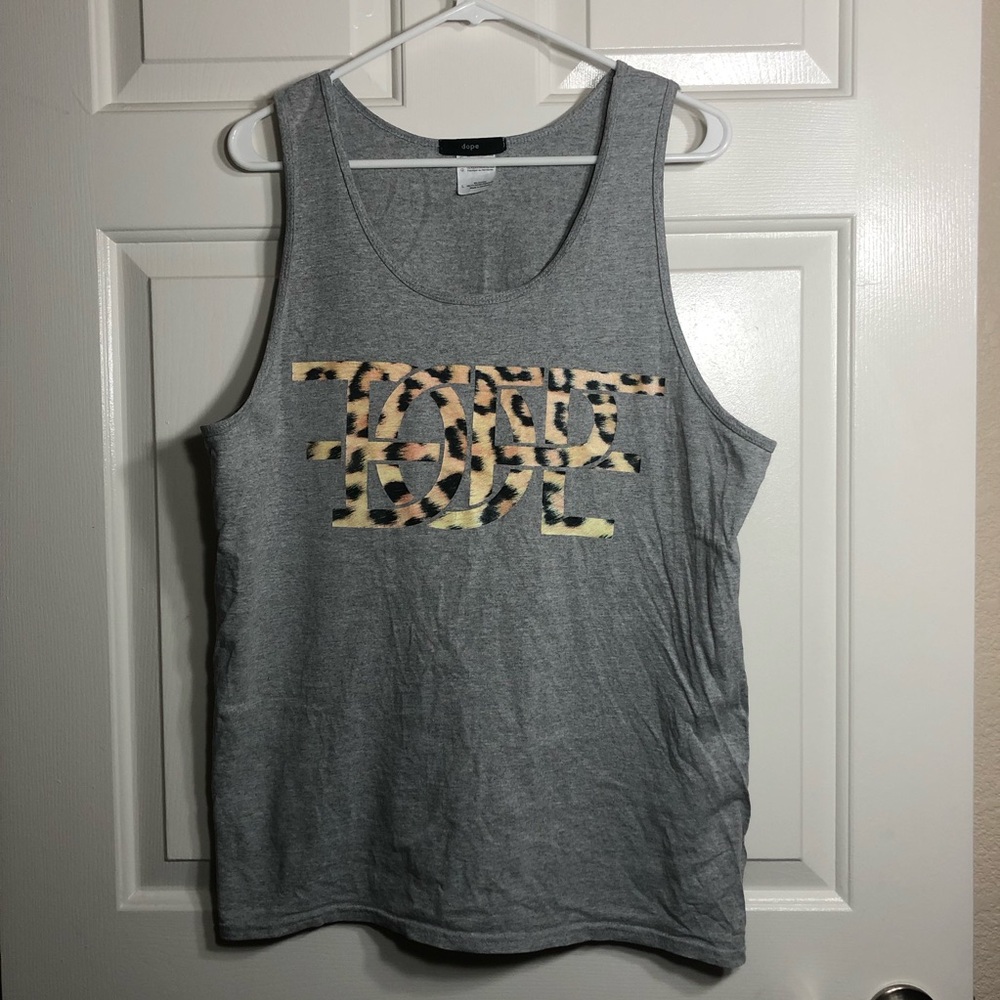 Mens Dope Brand Tank Top Size Large with Animal Print Logo